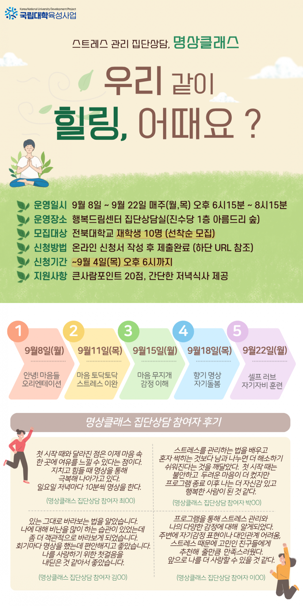 스트레스 관리 집단상담, 명상 클래스 프로그램